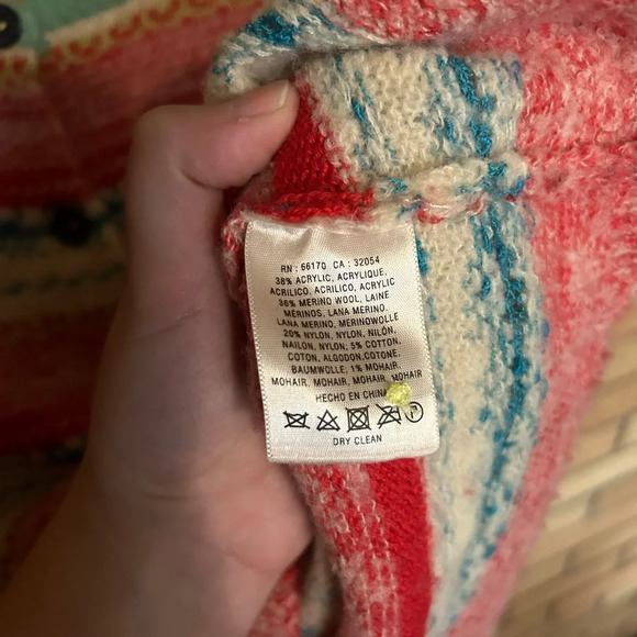 Anthropologie Sparrow Wool Blend Multicolor Fair Isle Cardigan Sweater Size M - Picture 3 of 6